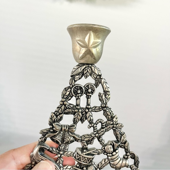 Vintage Godinger Studio Silversmiths Silver Plated Christmas Tree Candle Holder - Picture 4 of 6